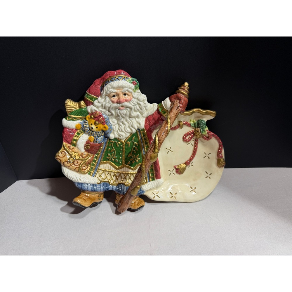 Fitz and Floyd Classics Santa Claus Ceramic Candy Dish Tray Handcrafted Holiday